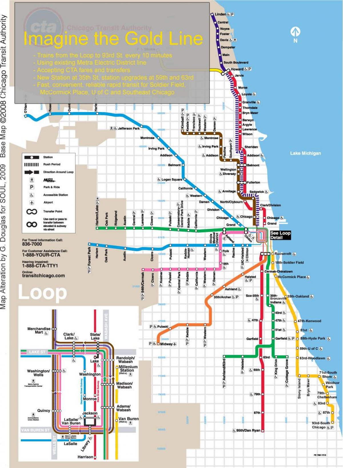 Chicago train map blue line
