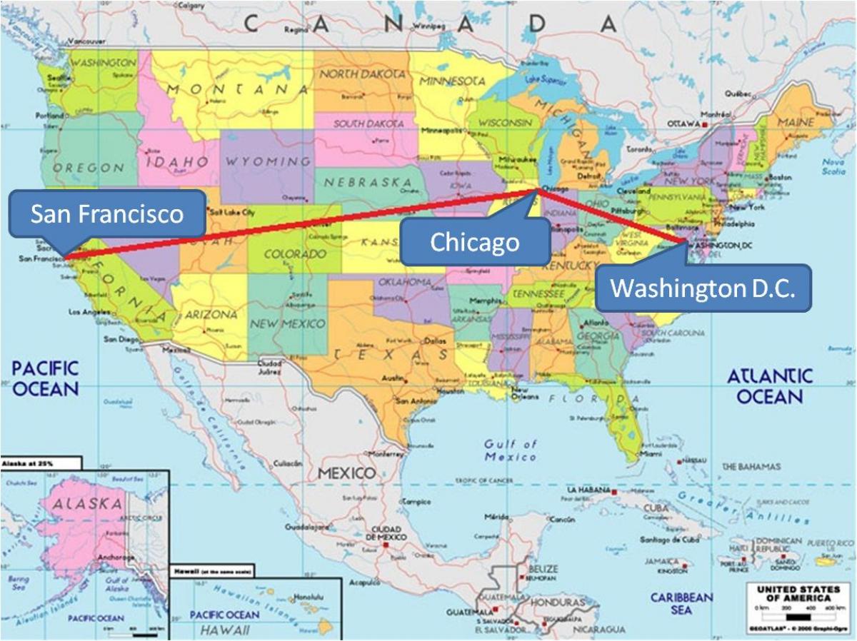 Chicago USA auf der Karte