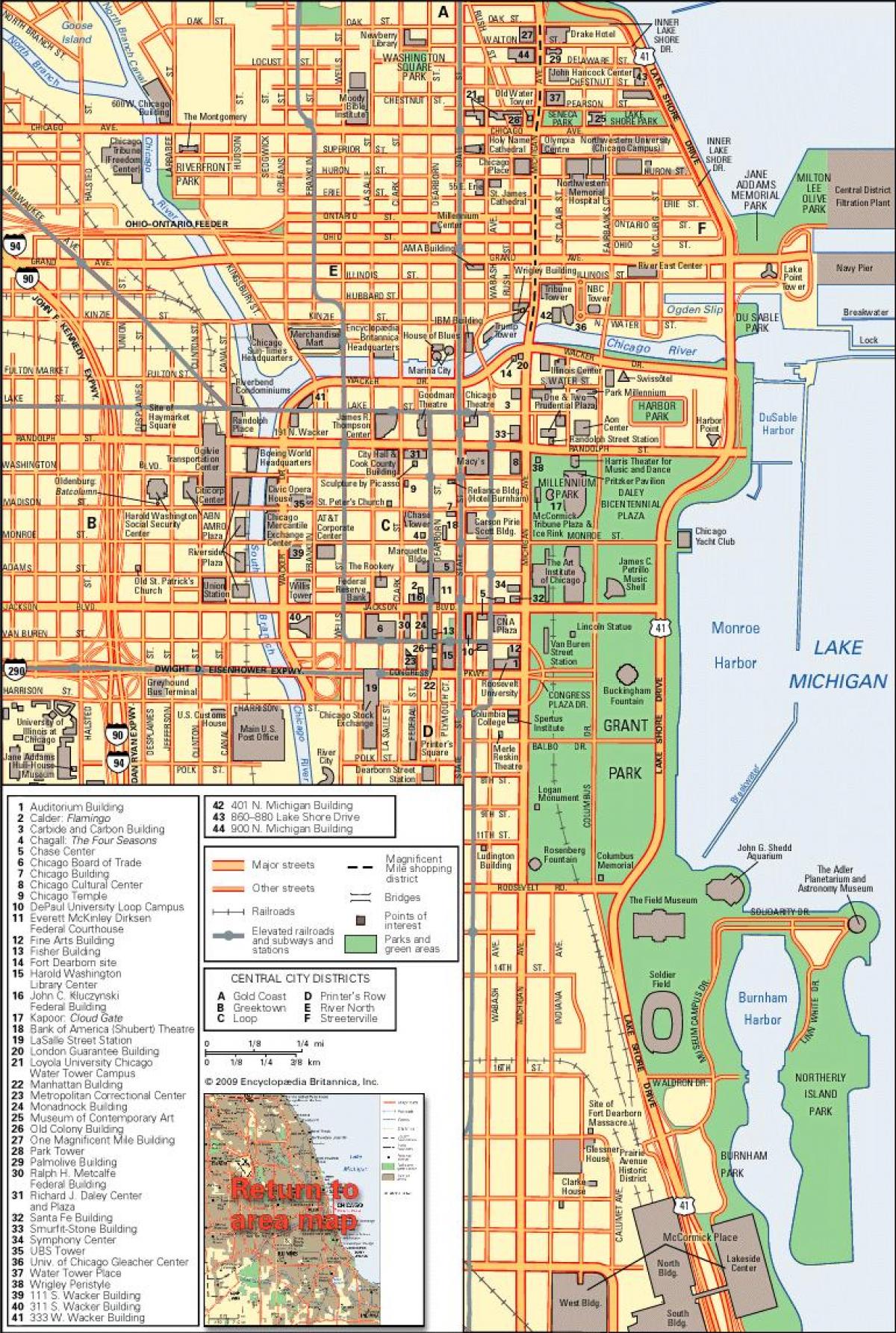 Karte von Chicago downtown