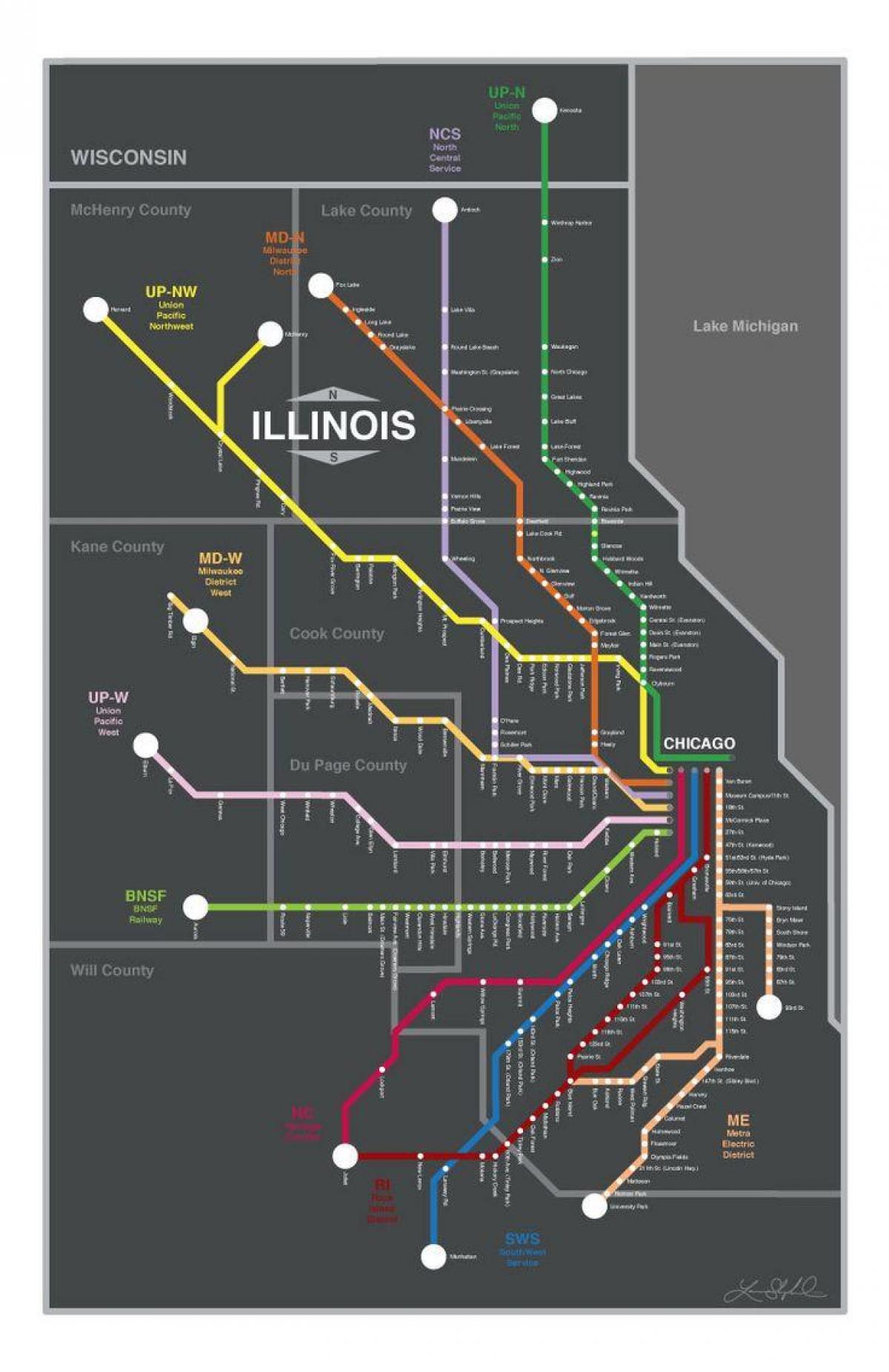 metra train Chicago Karte anzeigen