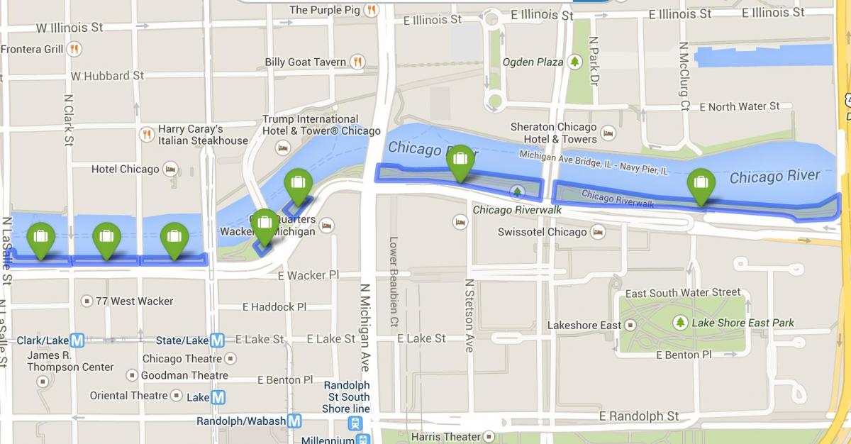Karte von Chicago riverwalk