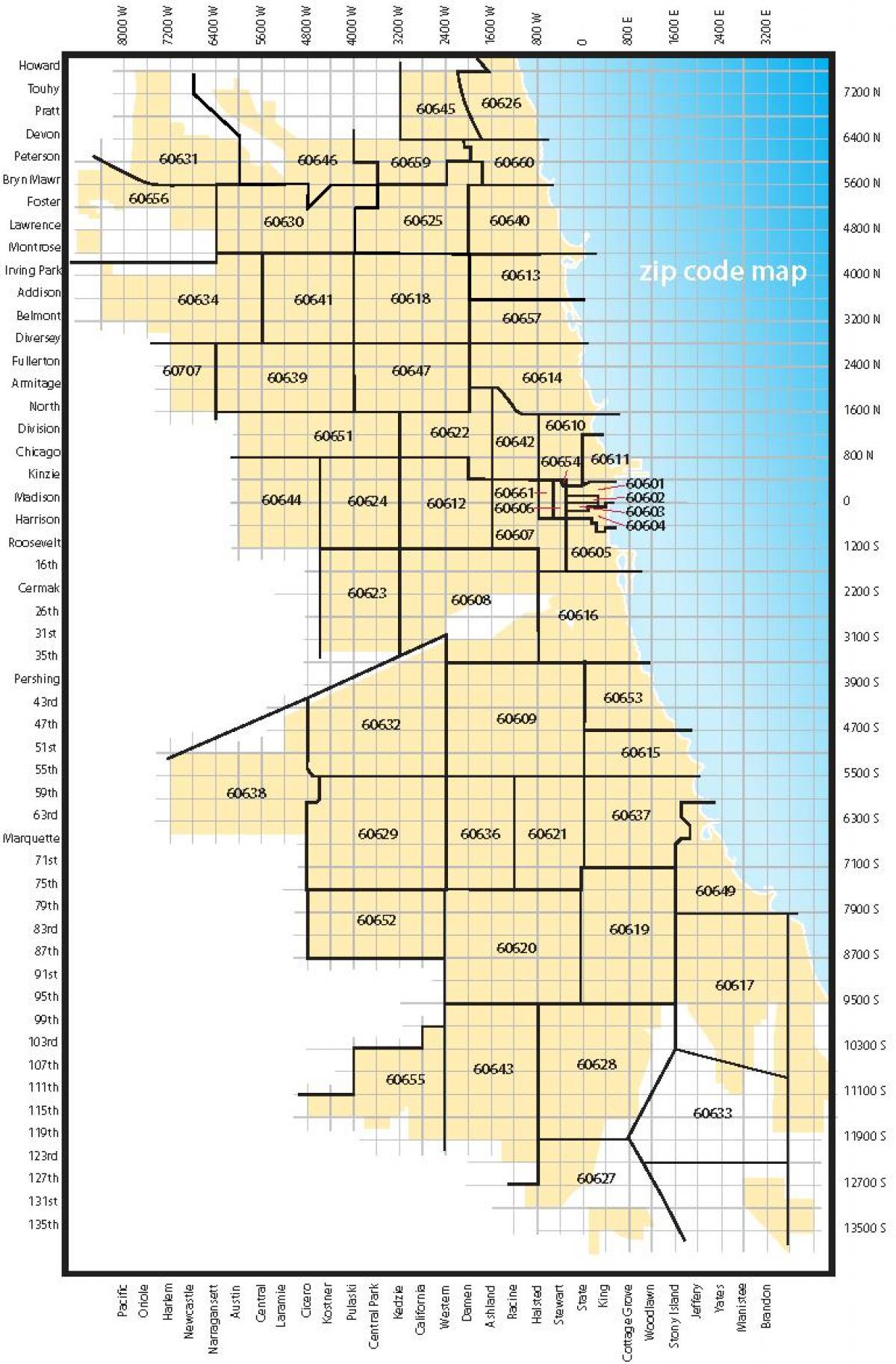 Karte von Chicago Postleitzahlen