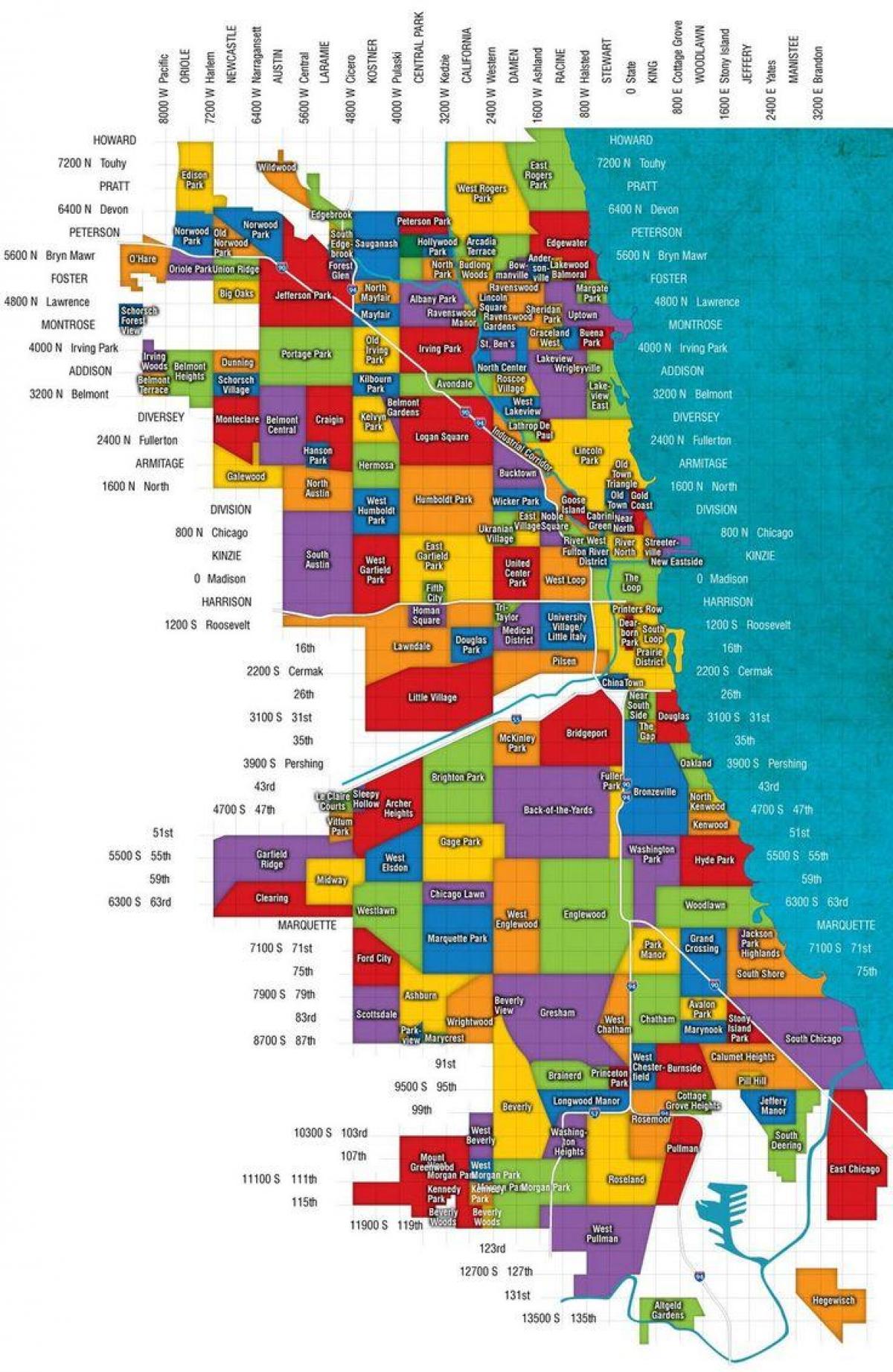 Karte von Chicago und den Vororten