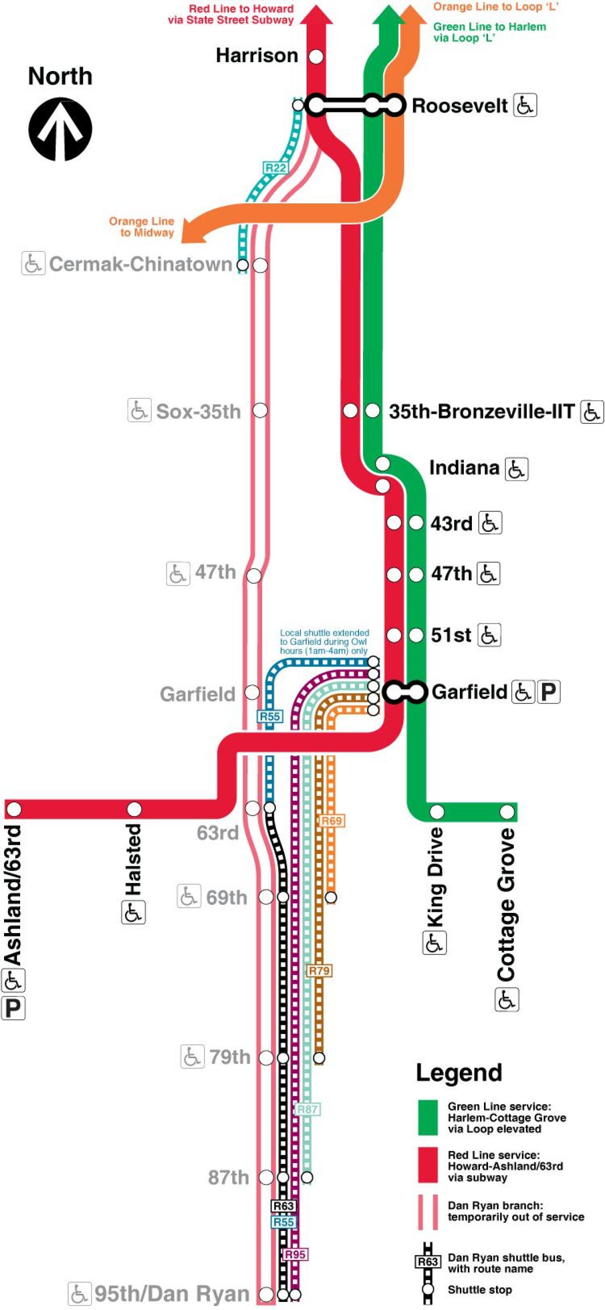 Chicago U-Bahn-Karte von red line