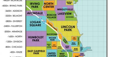 Nachbarschaften in Chicago Karte anzeigen