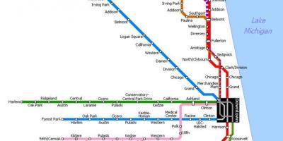 Chicago U-Bahn-station Karte