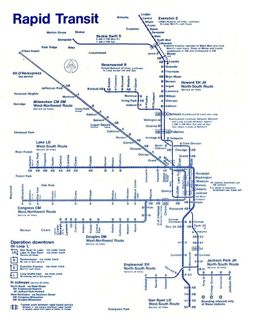 Karte von blue line Chicago