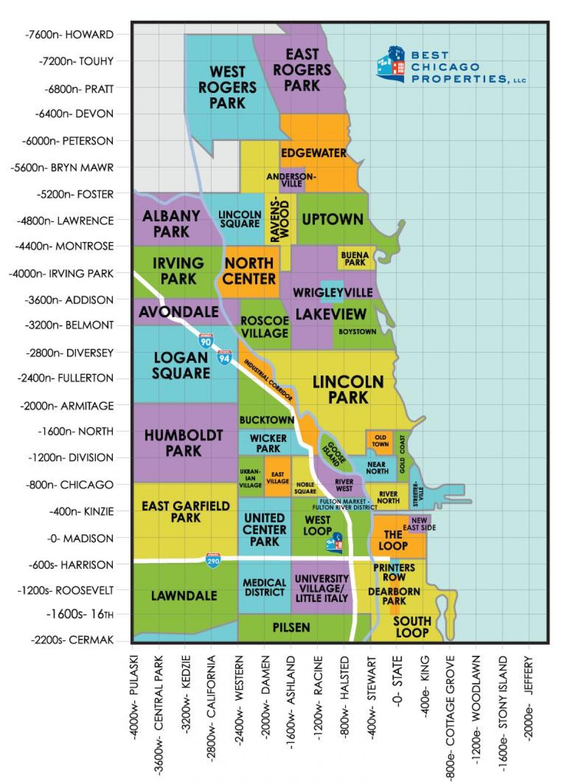 Karte Von Chicago Nachbarschaften 