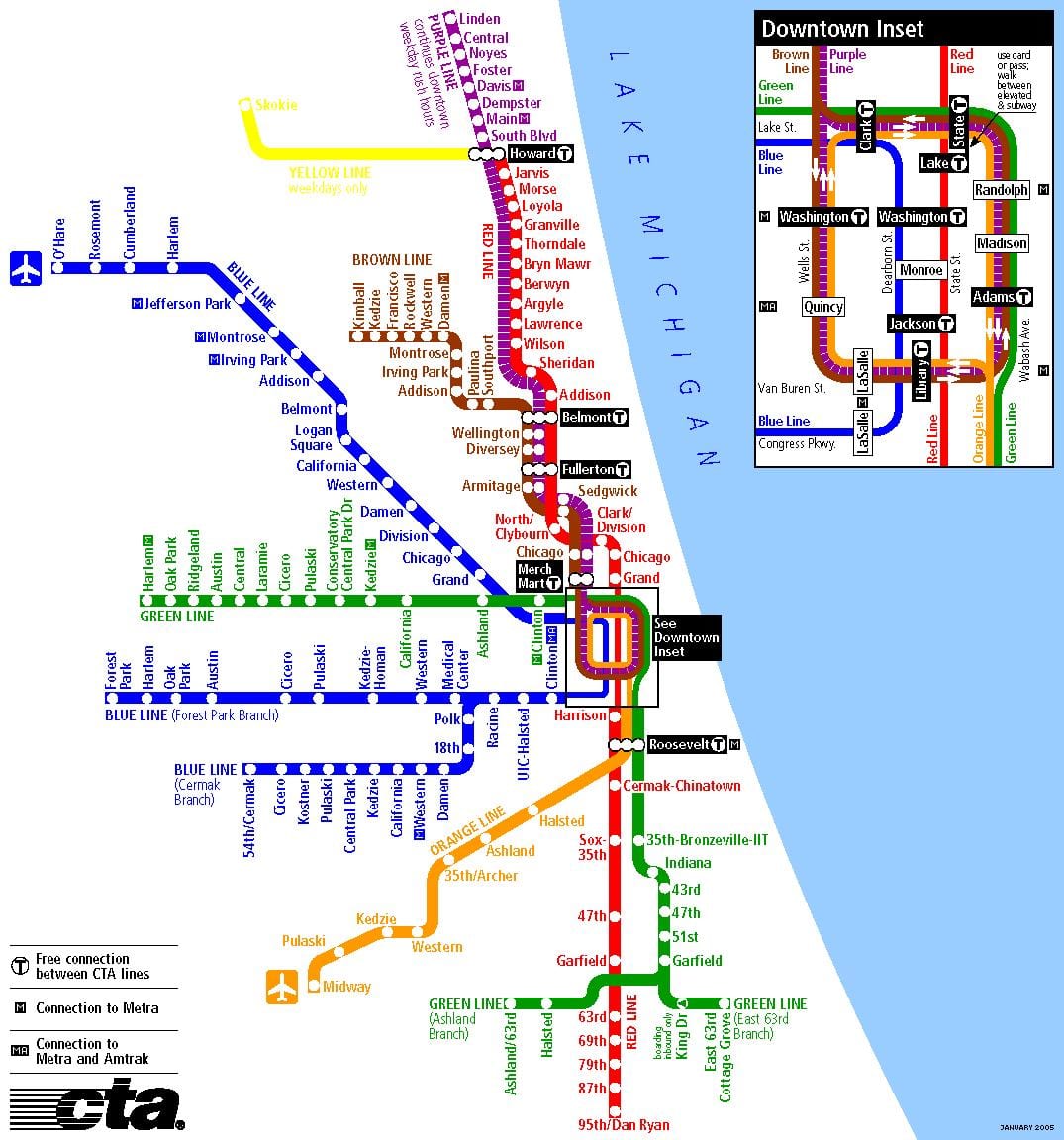 U-Bahn in Chicago Karte anzeigen