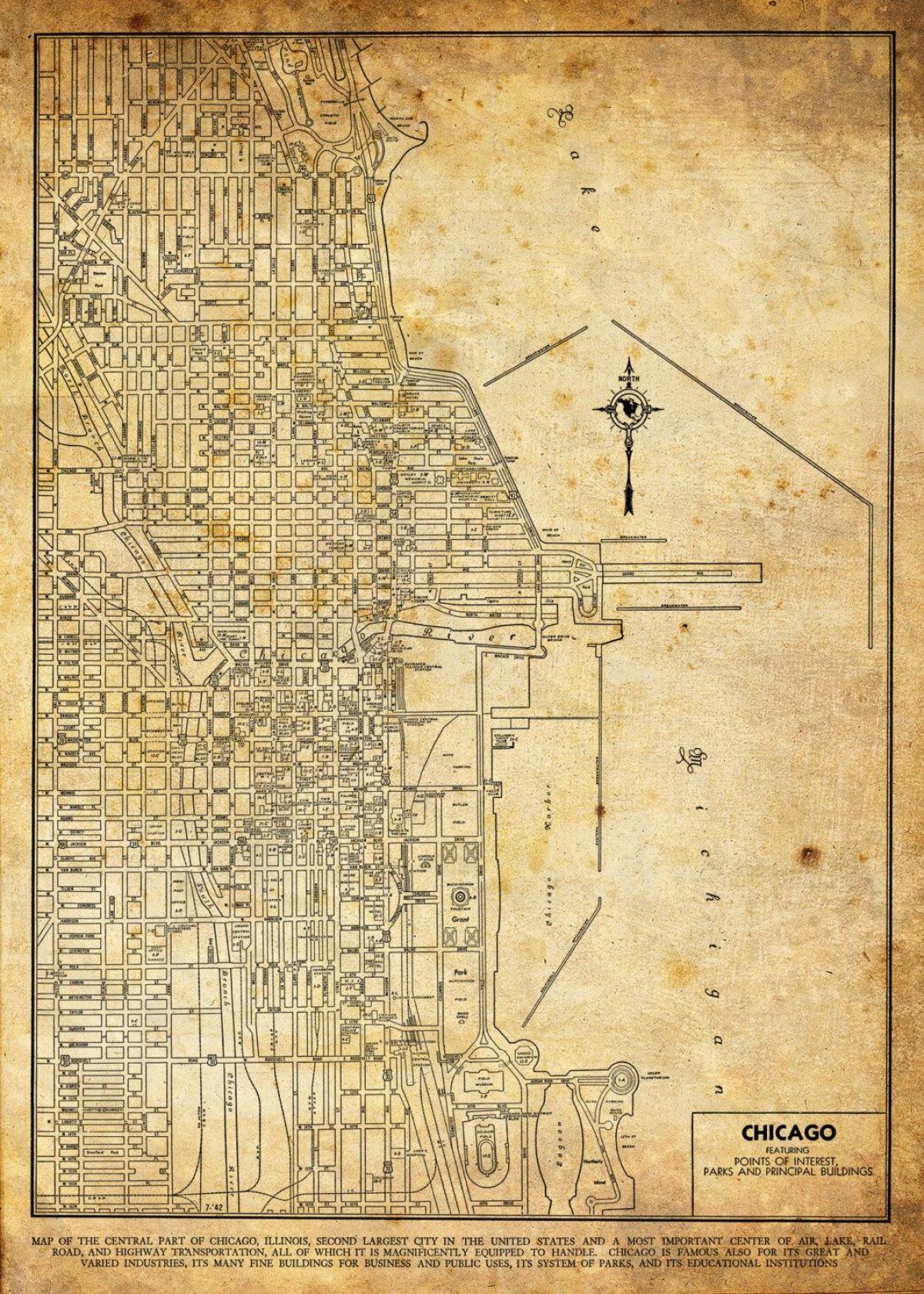 vintage Karte von Chicago