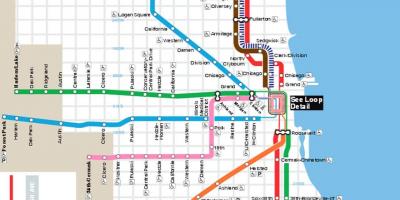 Karte von blue line Chicago