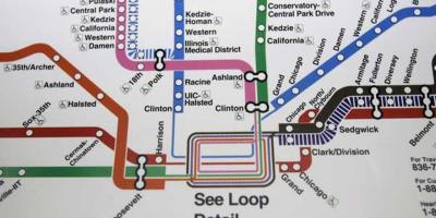 Chicago U-Bahn-Karte Blaue Linie