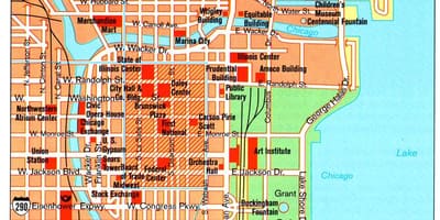 Karte der Sehenswürdigkeiten in Chicago